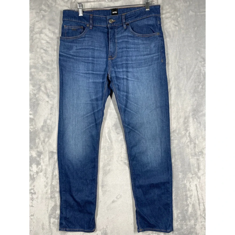 BOSS Hugo Boss Maine Regular Fit Jeans Dark Blue Cashmere Touch Denim 32x30